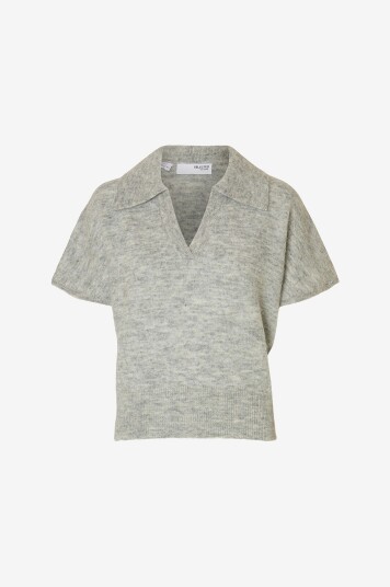Selected Femme Poloskjorte slfLulu Knit Polo Grå