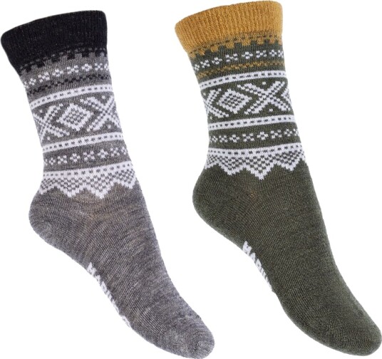 Marius Kids 2-pack Barn Ullsokker Dark Mose & Grey 21-23