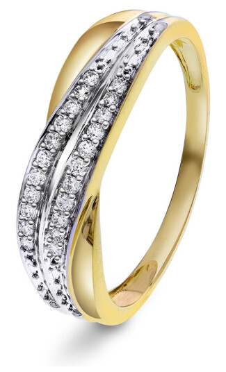 Pan Jewelry Ring i 585 gult gull med diamanter 0,10 ct størrelse 50