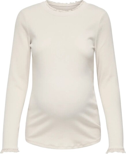 Only Maternity Olmleslie L/S Lace Mix Top Jrs PUMICE STONE L Only Maternity Olmleslie L/S Lace Mix Top Jrs PUMICE STONE L