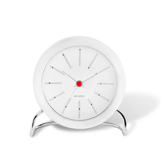 Arne Jacobsen Bankers bordsur, hvit/hvit, Ø 11 cm, alarmfunksjon