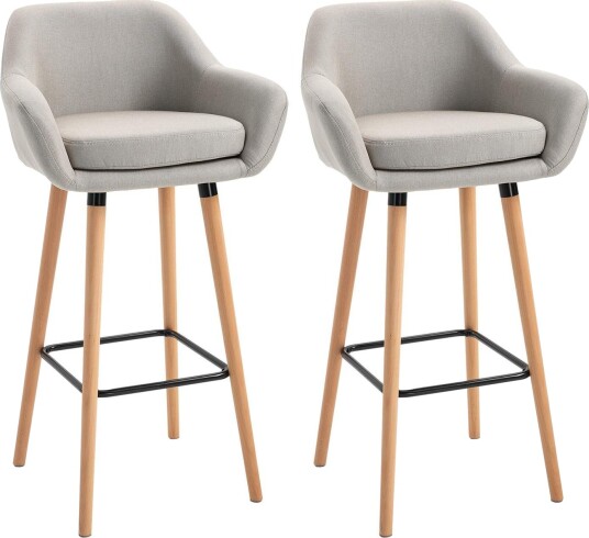Sett med 2 komfortable barkrakker i lin beige