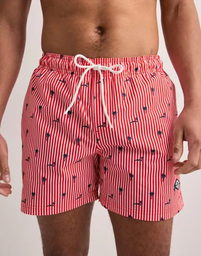 Jack & Jones Jpstmaui Breeze Mini Stripe Swim Sr Badeshorts Rød