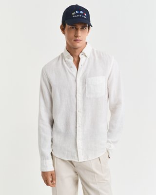 Gant Regular Fit Garment-Dyed Linen Shirt WHITE M