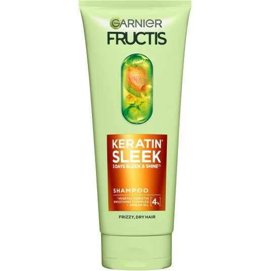Garnier Fructis Keratin Sleek Sjampo 200 ml for tørt hår