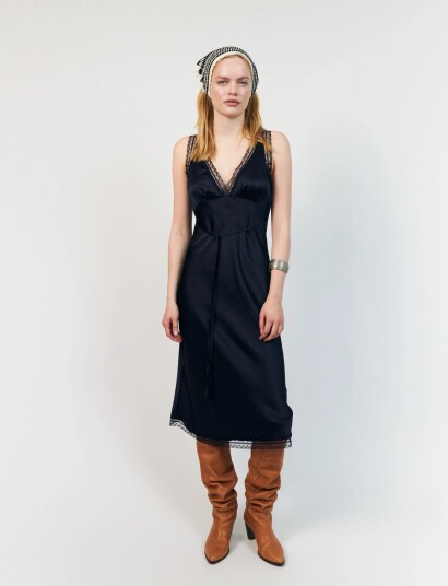 Lollys Laundry Clarill Midi Dress Sl Navy XL