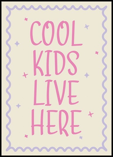 Cool Kids Lve Here Playful kids Quote Plakat Plakat / 21x30cm
