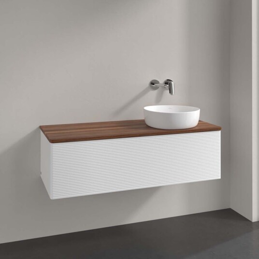 Villeroy & Boch Antao Servantskap med 1 skuff 120x50x36 cm m/lys Hvit Matt/Valnøtt Villeroy & Boch Antao Servantskap med 1 skuff 120x50x36 cm m/lys Hvit Matt/Valnøtt