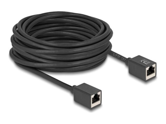 Delock Nettverksforlengelseskabel Rj45-Koblingskontakt Til Rj45-Kontakt Kat.6A S/Ftp 10 M Svart