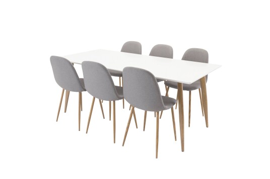 Venture Home Polar Spisegruppe 180 cm Rektangulær med 6 Polar Stoler Natur