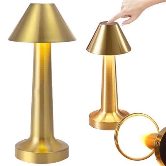 Retro oppladbar metall bordlampe dimmer gull