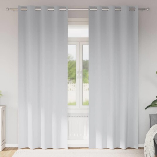 Gardiner med gardiner 2 pcs Lys grå Polyester