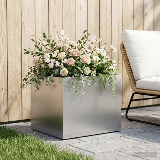 vidaXL Hageblomsterpotte Sølv 40 x 30 x 30 cm Rustfritt stål