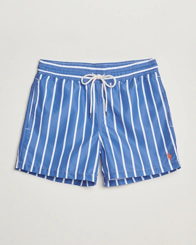 Polo Ralph Lauren Traveler Boxer Swimshorts Blue Vertical Wide Stripe