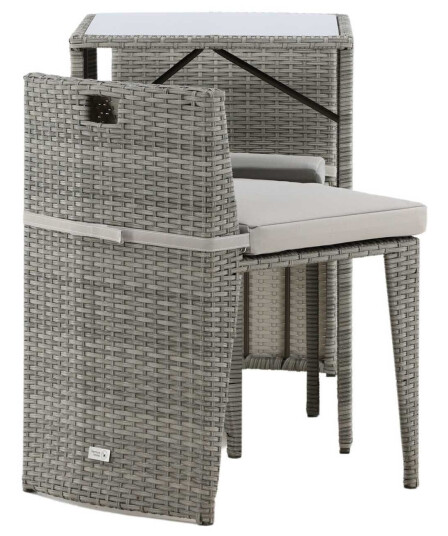 Venture Design Savanna kafésett Svart 2 stoler & bord 50x66 cm Grå