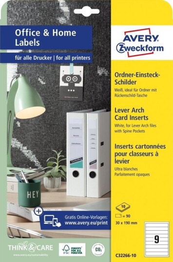 Innleggsryggskilt Hvit For 4,5 Cm C32266 10