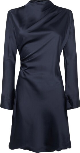 Mango Satin Draped Dress - NAVY - XS