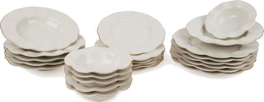 Adine Middagsservise 24 Deler Porselen - Creme/Gull