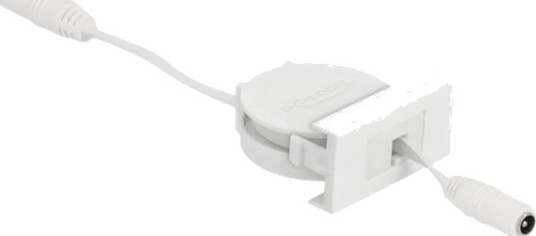 Delock Easy 45 - Strømkabel - 5,5 X 2,1 Mm Dc-Jakk (Hunn) Til 5,5 X 2,1 Mm Dc-Jakk (Hunn) - 12 V - 1.5 A - 50 Cm - Tilbaketrekkbar, Flat - Hvit, Ral 9003