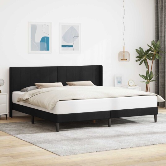  Sengestamme med hodegjerde Svart 180 x 200 cm Fløyel