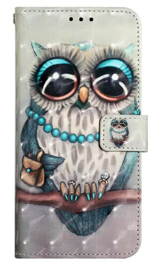 EIDERWOOD Motorola Moto G Play (2024) Kunst Skinn Flip Deksel med Stropp & Lommebok - Ugle