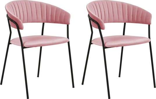 Sett med 2 spisestoler Mariposa - Rosa, svart/fløyel