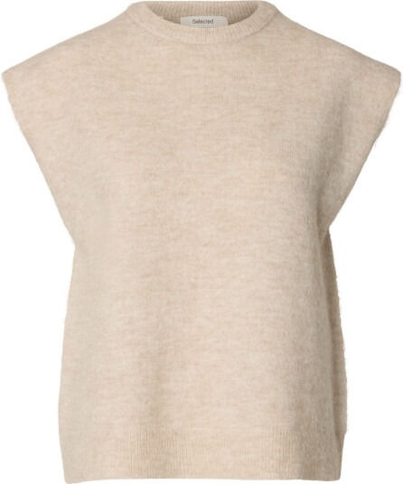 Selected Slwlulu Sl Knit Vest Noos Cream XL