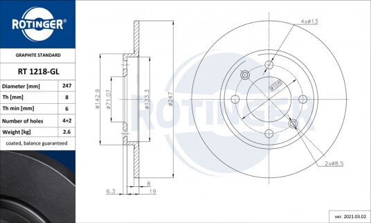 Bremseskive ROTINGER RT 1281-GL
