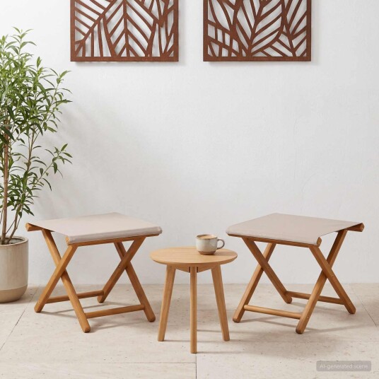 vidaXL Hage Stol 2 pcs Solid Eucalyptus Tre Beige