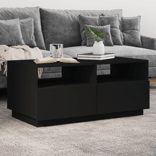 Salongbord med LED-lys svart 90x49x40 cm 839834 Salongbord med LED-lys svart 90x49x40 cm 839834