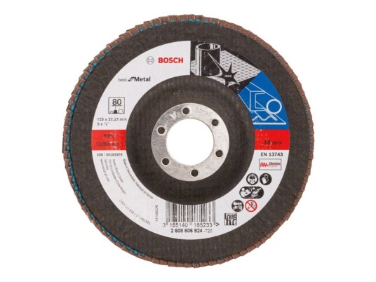 Bosch Best For Metal X571 Lamellskive 125 mm med X-Lock og Grovkorn K80
