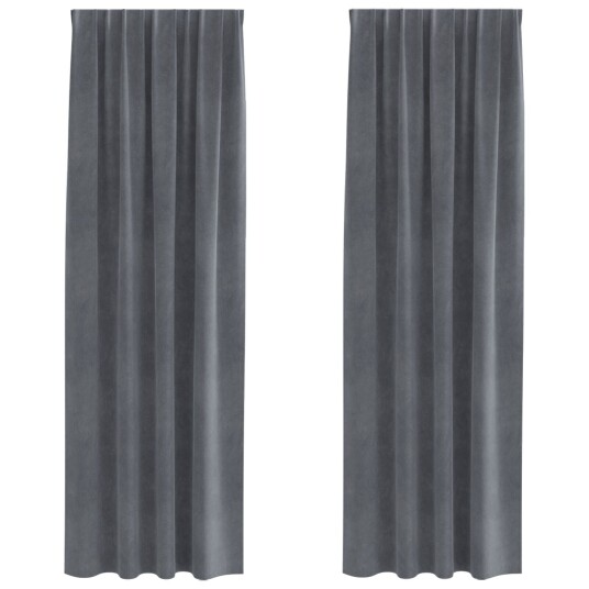  Gardiner med gardiner 2 pcs Lysegrå 140 x 260 cm Fløyel