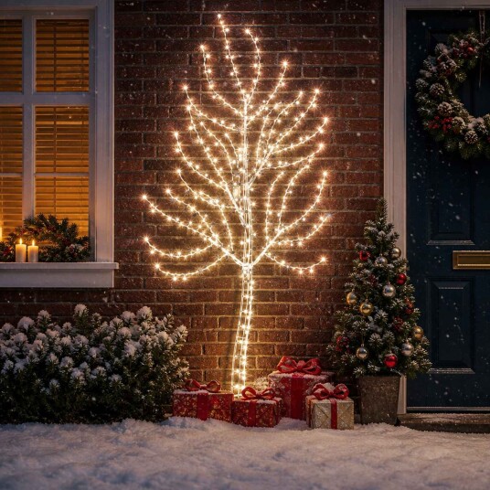 vidaXL Vegghengt LED-juletre 180 cm 200 LED-lys Kaldhvit Stål Svart