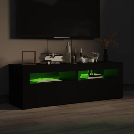 vidaXL TV-benk med LED-lys svart 120x35x40 cm