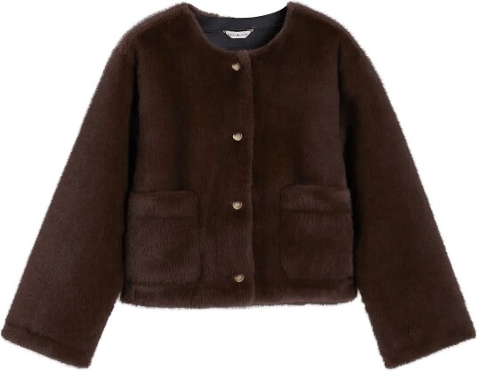 Tommy Hilfiger Fake Fur Jacket Brown XS