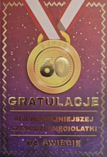 Yeku Gratulasjonskort Bursdag 60 Medaljer Dame