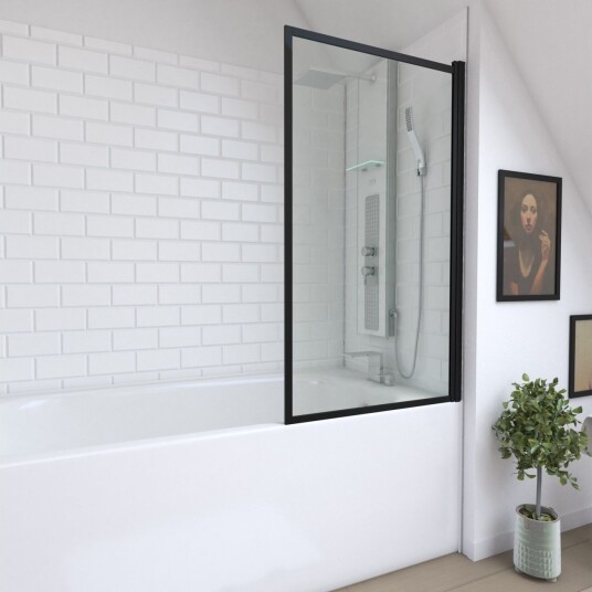 Knutby Dusjvegg 75x130 cm - Svart
