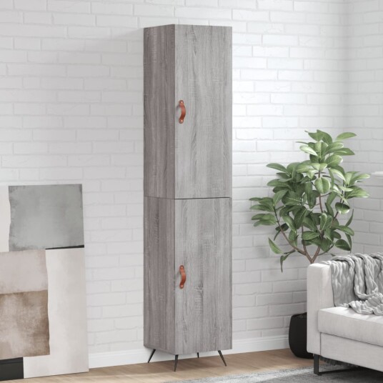 vidaXL Highboard grå sonoma 34,5x34x180 cm konstruert tre 8720845481896