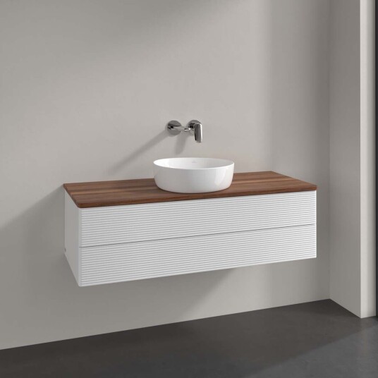 Villeroy & Boch  Antao Servantskap med 2 skuffer 120x50x36 cm u/lys Hvit Blank/Valnøtt