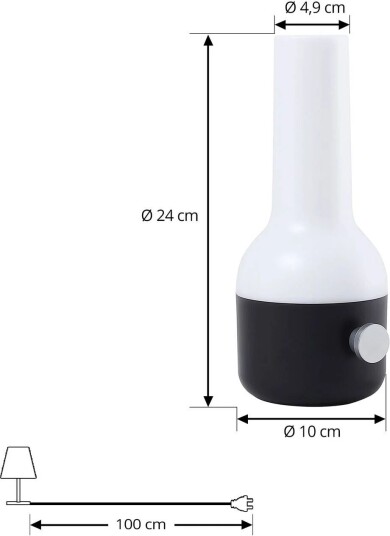 Lindby LED oppladbar utendørs bordlampe Isaline svart dimbar Lindby LED oppladbar utendørs bordlampe Isaline svart dimbar