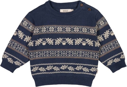 Wheat Jacquard Pullover Julius Sea Storm Baby (68 / 6 mnd)