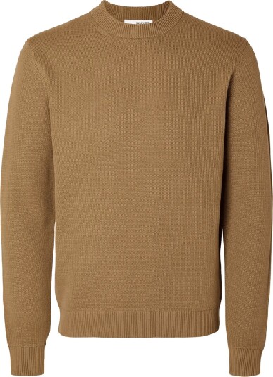 Selected Slmdane Ls Knit Structure Crew Neck Noos - Beige - XXL