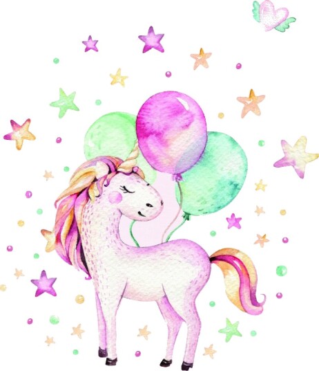 Barneteppe Unicorn Balloon rosa Størrelse: 120 x 170 cm