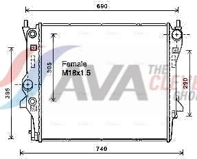 AVA COOLING SYSTEMS JR2053 Radiator motorkjøling AVA COOLING SYSTEMS JR2053 Radiator motorkjøling