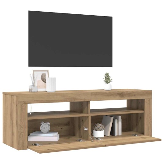  TV-benk med LED-lys artisan eik 120x35x40 cm konstruert tre 8721158437778