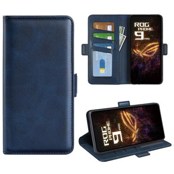 Asus ROG Phone 9 Pro lommebokveske med magnetisk lukking   kalvestruktur   blå