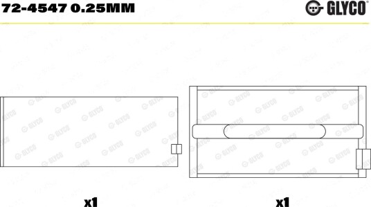 Veivaksellager GLYCO 72-4547 0.25mm