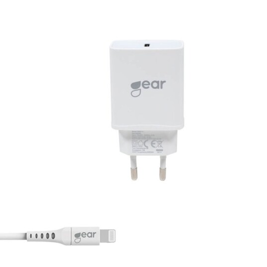 Gear 20W USB-C PD Lader Hvit til Mobillader