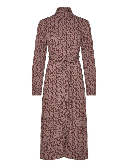 GANT Belted G Print Shirt Dress Burgundy 34