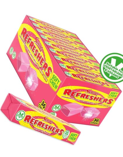 36 stk Swizzels Refreshers Chew Blocks med Jordbærsmak